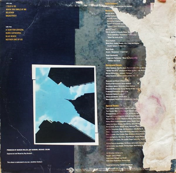 David Sanborn - Backstreet (LP, Album, All) (Very Good Plus (VG+)) - Image 2