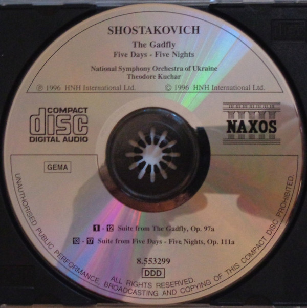 Shostakovich*, National Symphony Orchestra Of Ukraine, Theodore Kuchar - The Gadfly / Five Days - Five Nights (CD, Album) (Near Mint (NM or M-)) - Image 2