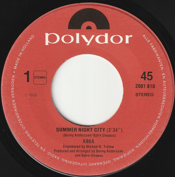 ABBA - Summer Night City (7", Single) (Very Good (VG)) - Image 3