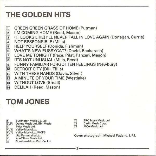 Tom Jones - The Golden Hits (CD, Comp, RE) (Near Mint (NM or M-)) - Image 4