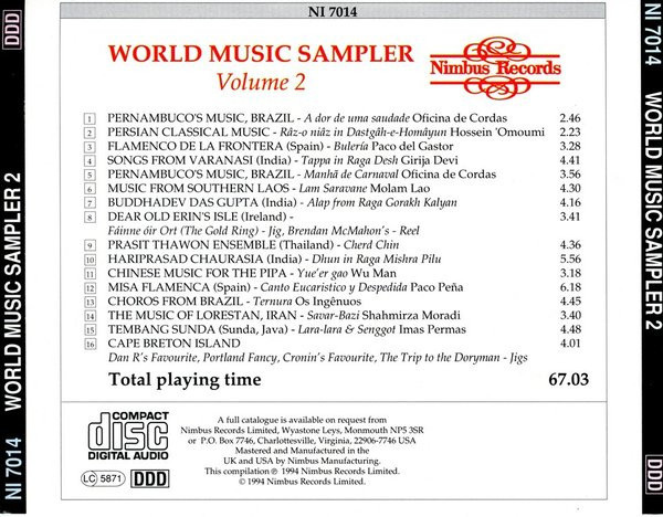 Various - World Music Sampler Volume 2 (CD, Smplr) (Near Mint (NM or M-)) - Image 2