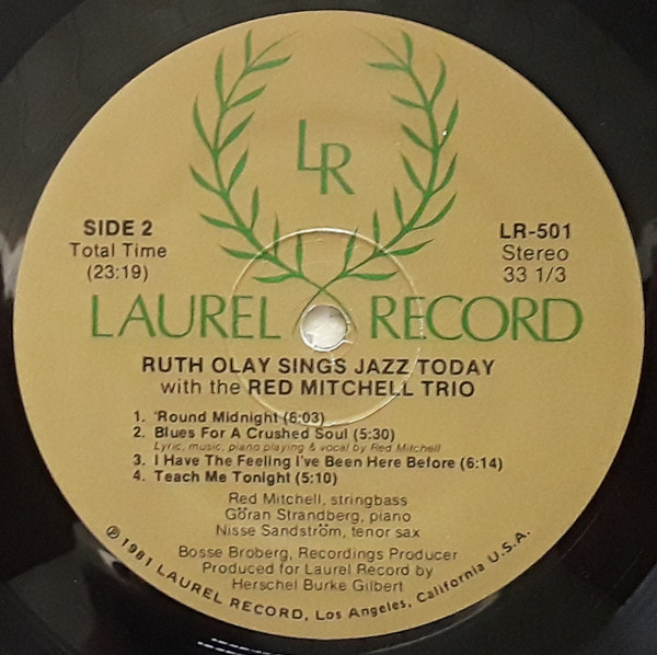 Ruth Olay With The Red Mitchell Trio - Sings Jazz Today (LP) (Very Good Plus (VG+)) - Image 4