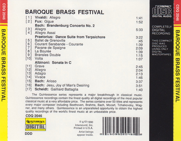 Bach* ● Vivaldi* - Baroque Brass Festival (CD) (Near Mint (NM or M-)) - Image 2