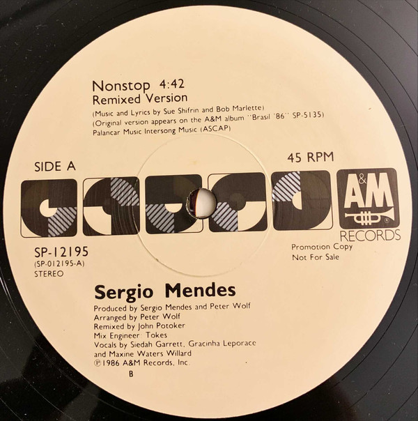 Sérgio Mendes - Nonstop Promotion Copy (12", Promo) (Near Mint (NM or M-)) - Image 5