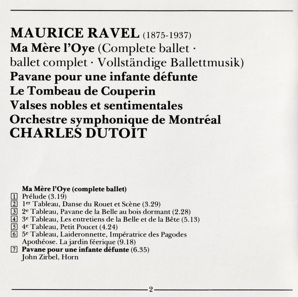 Ravel*, Orchestre Symphonique De Montréal, Charles Dutoit - Ma Mère L'Oye - Pavane Pour Une Infante Défunte - Le Tombeau De Couperin - Valses Nobles Et Sentimentales (CD) (Near Mint (NM or M-)) - Image 4