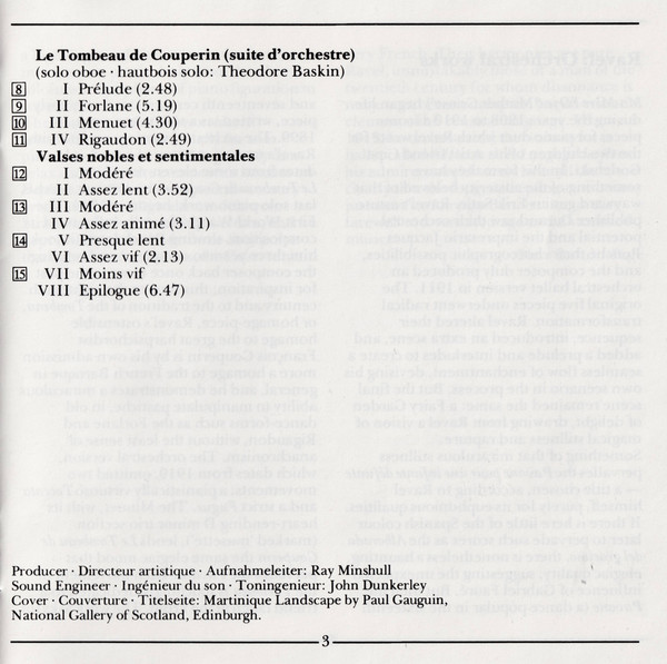 Ravel*, Orchestre Symphonique De Montréal, Charles Dutoit - Ma Mère L'Oye - Pavane Pour Une Infante Défunte - Le Tombeau De Couperin - Valses Nobles Et Sentimentales (CD) (Near Mint (NM or M-)) - Image 5