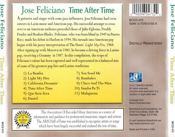 Jose Feliciano* - Time After Time (CD, RM) (Near Mint (NM or M-)) - Image 2