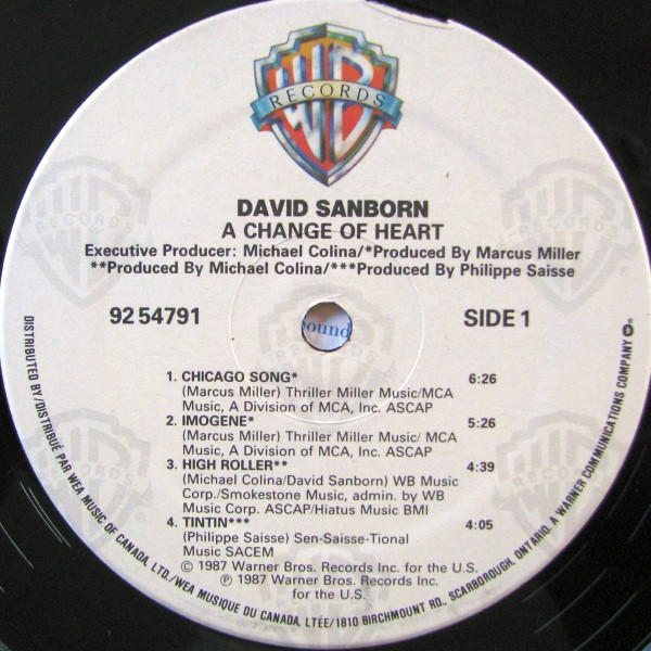 David Sanborn - A Change Of Heart (LP, Album) (Near Mint (NM or M-)) - Image 3