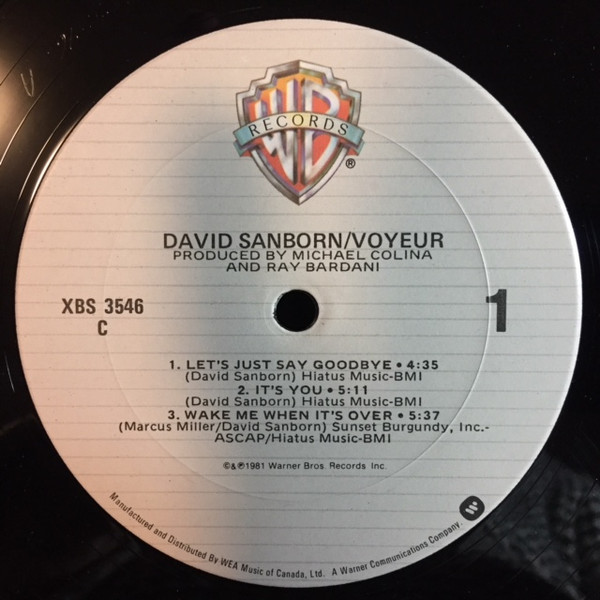 David Sanborn - Voyeur (LP, Album) (Near Mint (NM or M-)) - Image 3