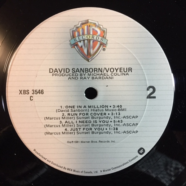 David Sanborn - Voyeur (LP, Album) (Near Mint (NM or M-)) - Image 4