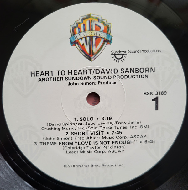 David Sanborn - Heart To Heart (LP, Album) (Near Mint (NM or M-)) - Image 4