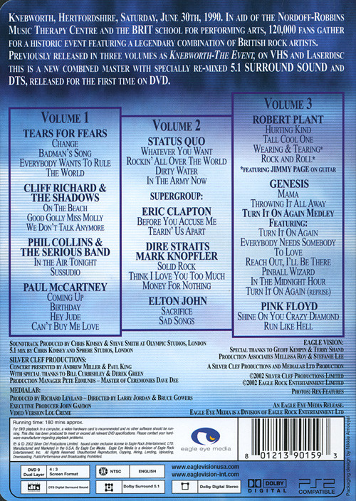 Various - Live At Knebworth - Parts One, Two & Three (2xDVD-V, Multichannel, NTSC) (Mint (M)) - Image 2
