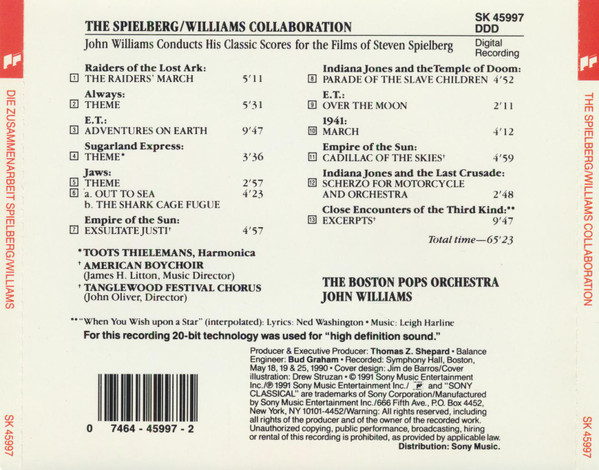 John Williams (4) - The Boston Pops Orchestra* - The Spielberg / Williams Collaboration - John Williams Conducts His Classic Scores For The Films Of Steven Spielberg (CD, Album) (Near Mint (NM or M-)) - Image 2
