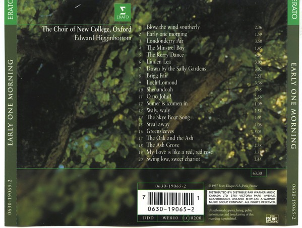 The Choir Of New College, Oxford*, Edward Higginbottom - Early One Morning (CD) (Near Mint (NM or M-)) - Image 2