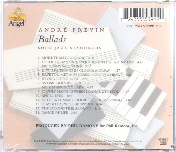 André Previn - Ballads: Solo Jazz Standards (CD, Album) (Near Mint (NM or M-)) - Image 2