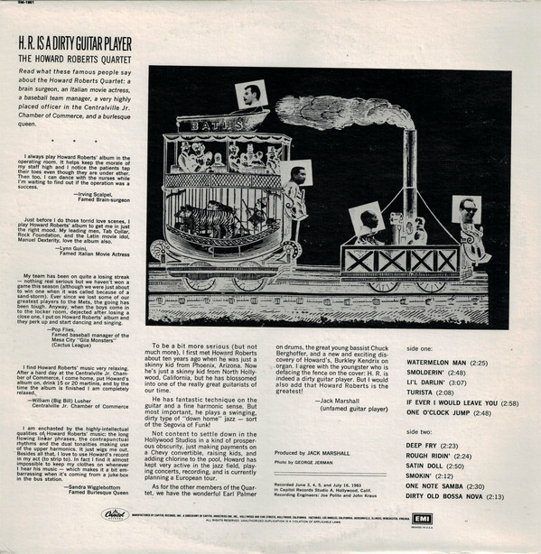 The Howard Roberts Quartet - H.R. Is A Dirty Guitar Player (LP, Album, RE) (Very Good Plus (VG+)) - Image 2