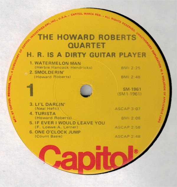 The Howard Roberts Quartet - H.R. Is A Dirty Guitar Player (LP, Album, RE) (Very Good Plus (VG+)) - Image 3