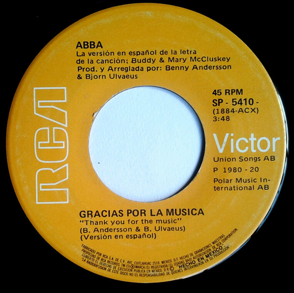 ABBA - Gracias Por La Musica (7", Single) (Very Good Plus (VG+)) - Image 3
