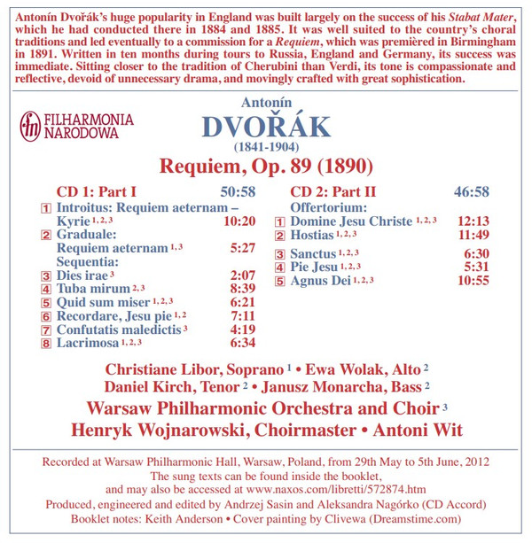 Antonín Dvořák, Antoni Wit, Orkiestra Symfoniczna Filharmonii Narodowej - Requiem (2xCD, Album) (Near Mint (NM or M-)) - Image 2