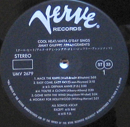 Anita O'Day Sings Arrangements By Jimmy Giuffre - Cool Heat (LP, Album, RE) (Near Mint (NM or M-)) - Image 3