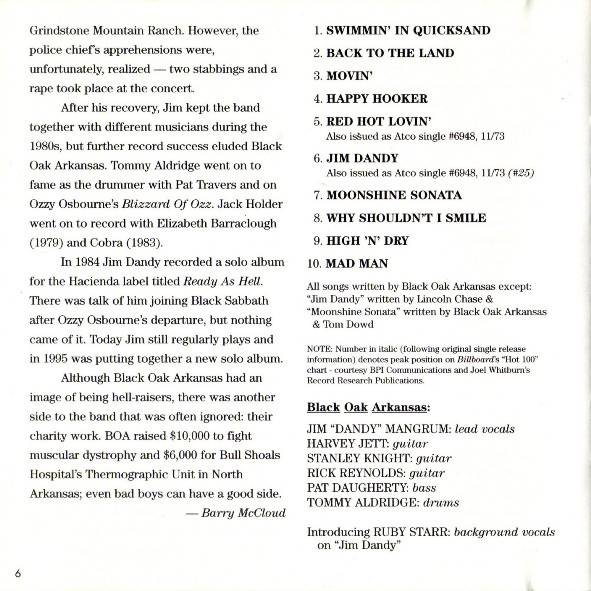 Black Oak Arkansas - High On The Hog (CD, Album, RE, RM) (Near Mint (NM or M-)) - Image 2