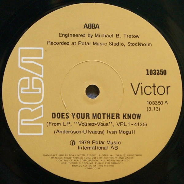 ABBA - Does Your Mother Know / Kisses Of Fire (7", Single) (Very Good Plus (VG+)) - Image 3