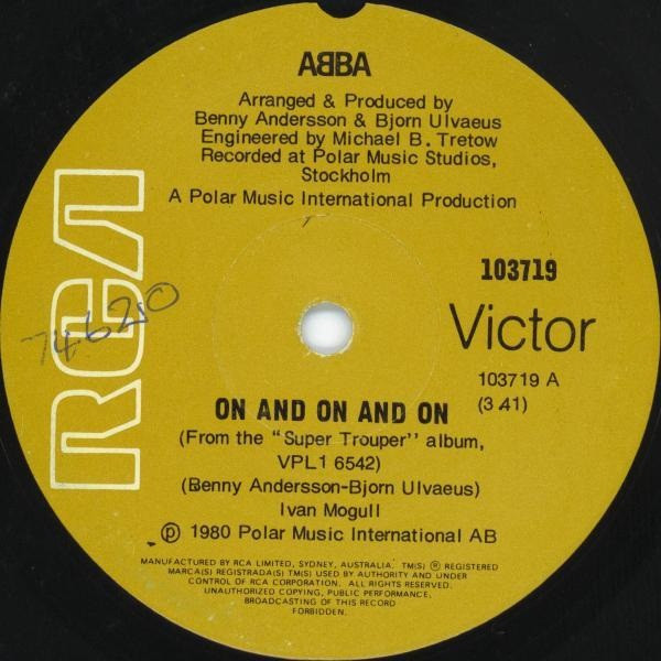 ABBA - On And On And On / The Piper (7", Single) (Very Good Plus (VG+)) - Image 3