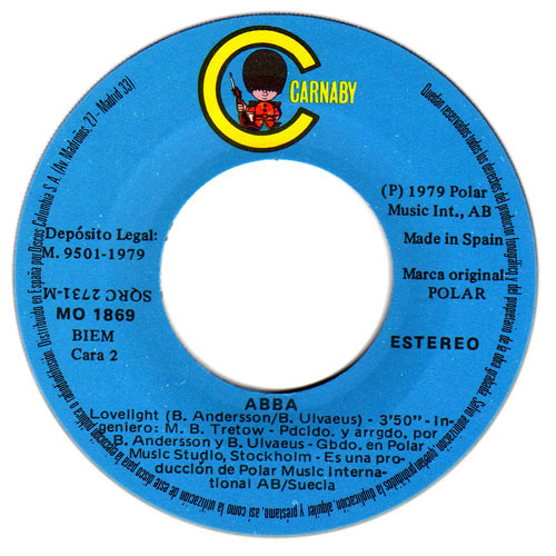 ABBA - Chiquitita (Cantado En Español) / Lovelight (7", Single) (Very Good Plus (VG+)) - Image 4