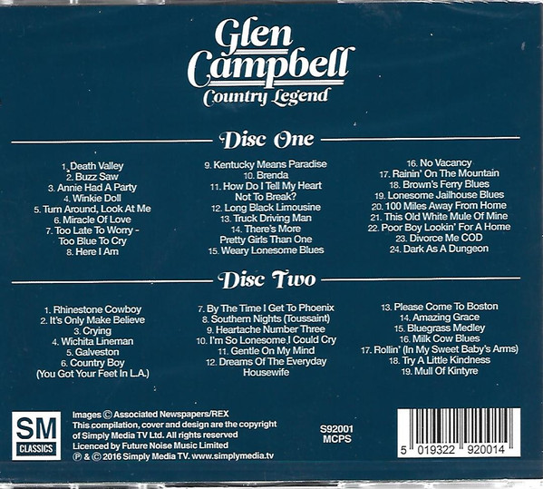 Glen Campbell - Country Legend (2xCD, Comp) (Mint (M)) - Image 2