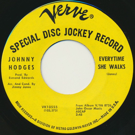 Johnny Hodges - Don't Sleep In The Subway / Everytime She Walks (7", Promo) (Very Good Plus (VG+)) - Image 2