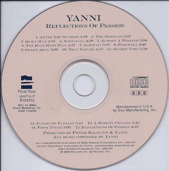 Yanni (2) - Reflections Of Passion (CD, Comp, Club) (Near Mint (NM or M-)) - Image 3