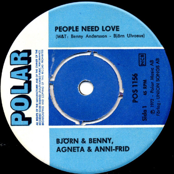 Björn & Benny, Agnetha & Anni-Frid / Björn & Benny* - People Need Love / Merry-Go-Round (En Karusell) (7", Single, Gre) (Very Good Plus (VG+)) - Image 3