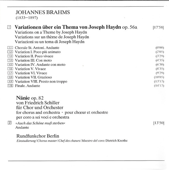 Brahms*, Rundfunkchor Berlin, Berliner Philharmoniker • Claudio Abbado - Symphonie No. 4 / Haydn-Variationen / Nänie (CD, Album) (Near Mint (NM or M-)) - Image 5