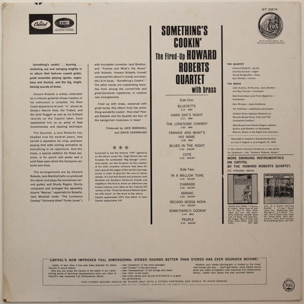 The Howard Roberts Quartet - Something's Cookin' (LP, Album) (Very Good Plus (VG+)) - Image 2