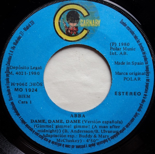 ABBA - Dame! Dame! Dame! = Gimme! Gimme! Gimme! (Cantado En Español) (7", Single) (Very Good Plus (VG+)) - Image 4