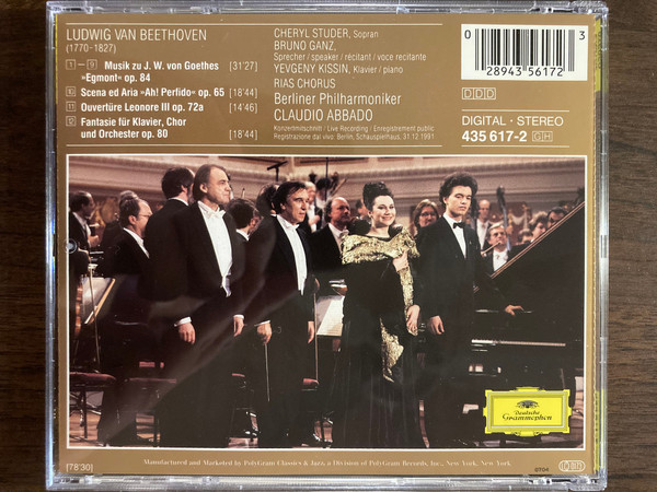 Beethoven*, Cheryl Studer, Yevgeny Kissin, Bruno Ganz, Berliner Philharmoniker, Claudio Abbado - Beethoven In Berlin – Das Silvesterkonzert = The New Year's Eve Concert (CD, Album) (Near Mint (NM or M-)) - Image 2