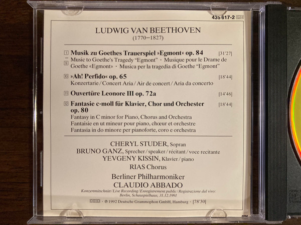 Beethoven*, Cheryl Studer, Yevgeny Kissin, Bruno Ganz, Berliner Philharmoniker, Claudio Abbado - Beethoven In Berlin – Das Silvesterkonzert = The New Year's Eve Concert (CD, Album) (Near Mint (NM or M-)) - Image 3