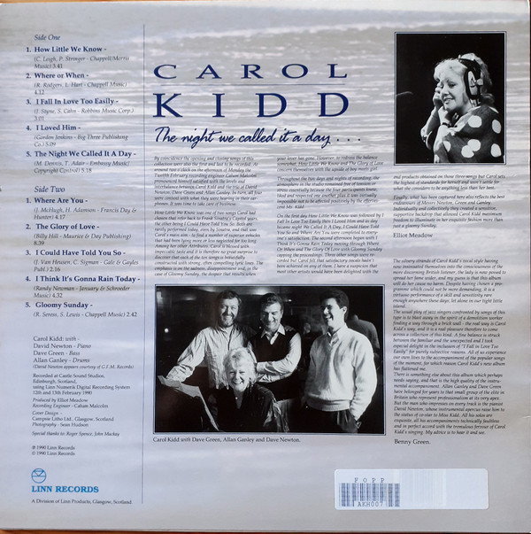 Carol Kidd - The Night We Called It A Day (LP, Album) (Near Mint (NM or M-)) - Image 2