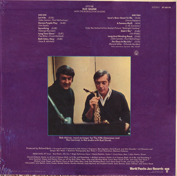 Bud Shank With The Bob Alcivar Singers - Let It Be (LP, Album) (Near Mint (NM or M-)) - Image 2