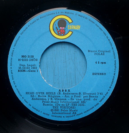 ABBA - Head Over Heels / The Visitors (7", Single) (Very Good (VG)) - Image 3