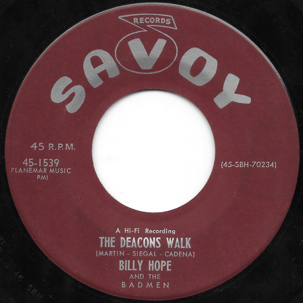 Billy Hope And The Badmen - Bad Times / The Deacons Walk (7", Single) (Very Good Plus (VG+)) - Image 2