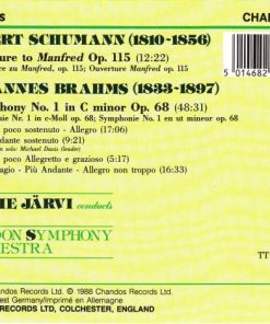 Alternative view of Neeme Järvi Conducts London Symphony Orchestra, Brahms*, Schumann* - Symphony No 1 Op. 68 / Manfred Ouverture Op. 115 (CD) (Near Mint (NM or M-))