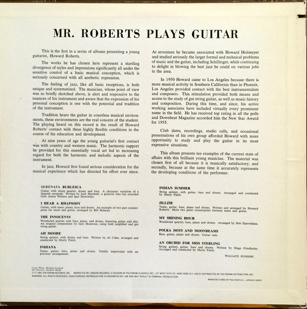 Howard Roberts - Mr. Roberts Plays Guitar (LP, Album, Mono, RE) (Near Mint (NM or M-)) - Image 2