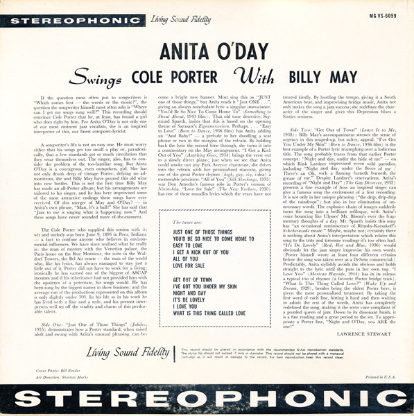 Anita O'Day with Billy May - Swings Cole Porter (LP, Album) (Very Good Plus (VG+)) - Image 2