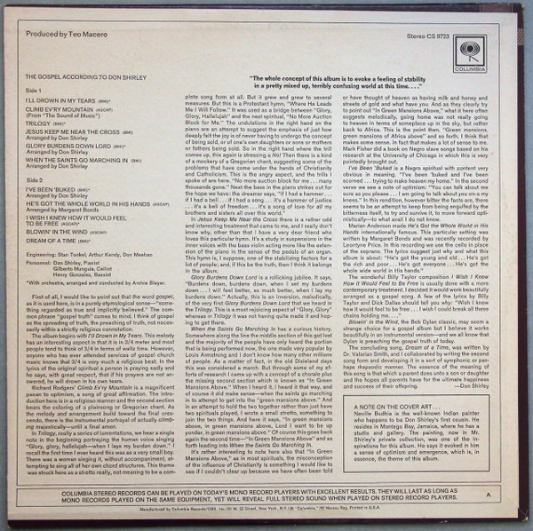 Don Shirley - The Gospel According To Don Shirley (LP, Album) (Very Good Plus (VG+)) - Image 2
