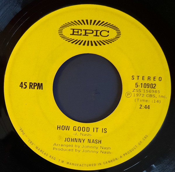 Johnny Nash - I Can See Clearly Now (7", Single) (Very Good Plus (VG+)) - Image 2