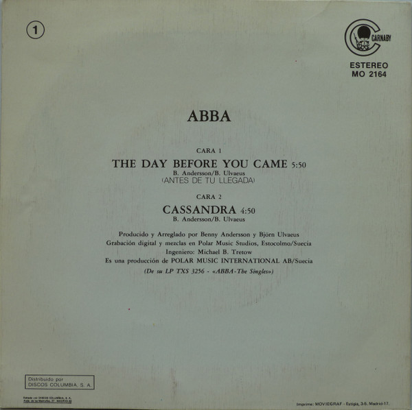 ABBA - The Day Before You Came (7", Single, Promo, W/Lbl) (Very Good Plus (VG+)) - Image 2