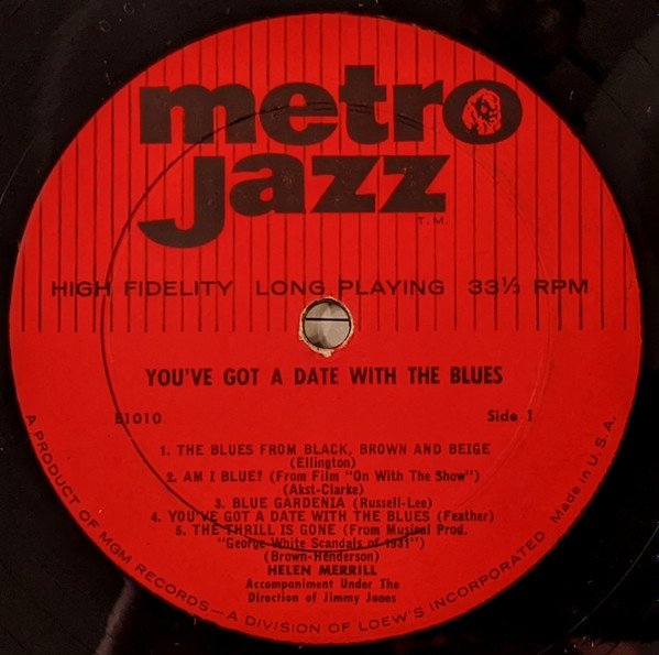 Helen Merrill - You've Got A Date With The Blues (LP, Mono) (Very Good Plus (VG+)) - Image 3