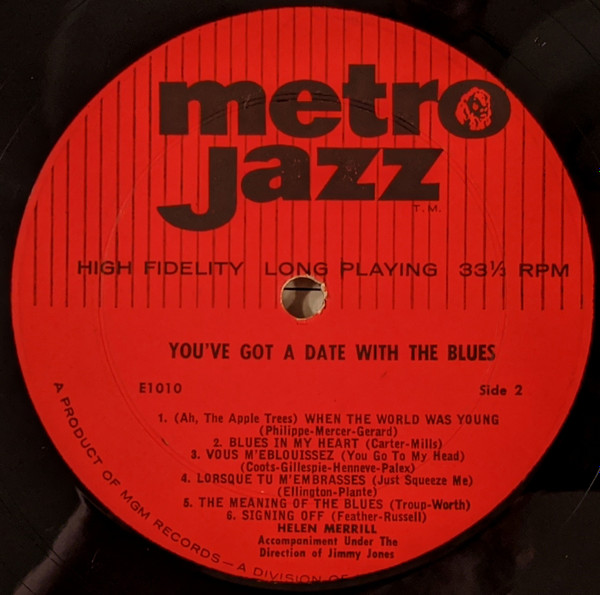 Helen Merrill - You've Got A Date With The Blues (LP, Mono) (Very Good Plus (VG+)) - Image 4