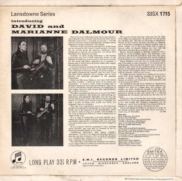 David And Marianne Dalmour - Introducing (LP, Mono) (Very Good Plus (VG+)) - Image 2
